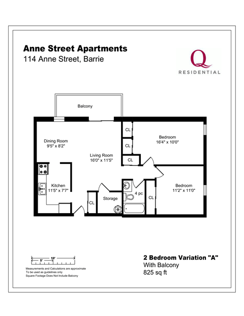 Floor plan for 2 beds, 1 bath
